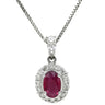 ノンブランド NON BRAND ルビー 0.84ct ダイヤモンド ペンダント ホワイトゴールド K18WG ルビー ダイヤモンド ネックレス 赤 レッド 1石 1粒 オーバルミックスカット