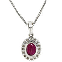 ノンブランド NON BRAND ルビー 0.84ct ダイヤモンド ペンダント ホワイトゴールド K18WG ルビー ダイヤモンド ネックレス 赤 レッド 1石 1粒 オーバルミックスカット