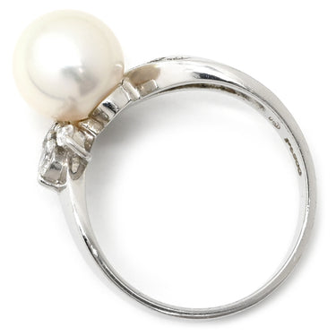タサキ TASAKI パール ダイヤ デザインリング プラチナシルバー Pt900 パール ダイヤモンド リング 指輪 TASAKI プラチナ900 11号