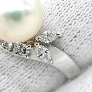タサキ TASAKI パール ダイヤ デザインリング プラチナシルバー Pt900 パール ダイヤモンド リング 指輪 TASAKI プラチナ900 11号
