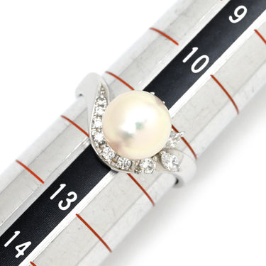 タサキ TASAKI パール ダイヤ デザインリング プラチナシルバー Pt900 パール ダイヤモンド リング 指輪 TASAKI プラチナ900 11号