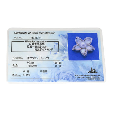 タサキ TASAKI 白蝶パール ダイヤ フラワーモチーフ パールホワイト×ホワイトゴールドゴールド K18WG パール ダイヤモンド シェル ブローチ TASAKI 真珠 Au750 18K ペンダントトップ 2WAY