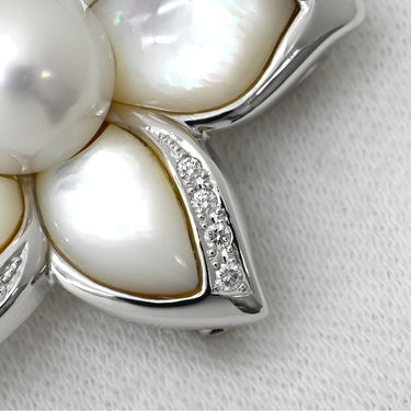 タサキ TASAKI 白蝶パール ダイヤ フラワーモチーフ パールホワイト×ホワイトゴールドゴールド K18WG パール ダイヤモンド シェル ブローチ TASAKI 真珠 Au750 18K ペンダントトップ 2WAY