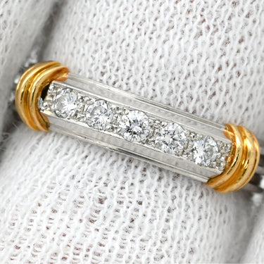 クリスチャン・ディオール Christian Dior ダイヤモンド デザインリング プラチナシルバー×イエローゴールド Pt950 K18YG ダイヤモンド リング 指輪 Christian Dior Au750 K18 Pt950 コンビ 一文字 10号