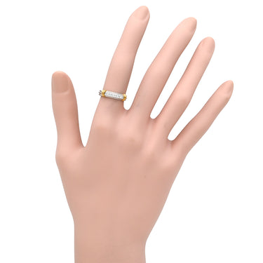 クリスチャン・ディオール Christian Dior ダイヤモンド デザインリング プラチナシルバー×イエローゴールド Pt950 K18YG ダイヤモンド リング 指輪 Christian Dior Au750 K18 Pt950 コンビ 一文字 10号
