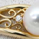 タサキ TASAKI パール ダイヤ デザインリング パールホワイト×ピンクゴールド K18PG パール ダイヤモンド リング 指輪 TASAKI Au750 18K 18金 PG 透かし模様 11号