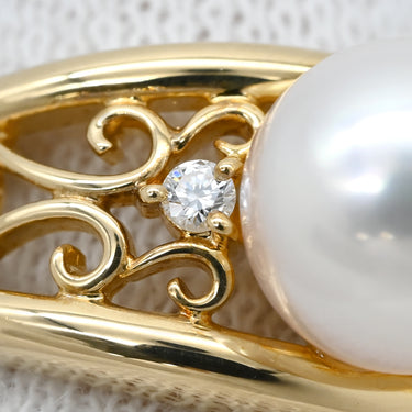 タサキ TASAKI パール ダイヤ デザインリング パールホワイト×ピンクゴールド K18PG パール ダイヤモンド リング 指輪 TASAKI Au750 18K 18金 PG 透かし模様 11号