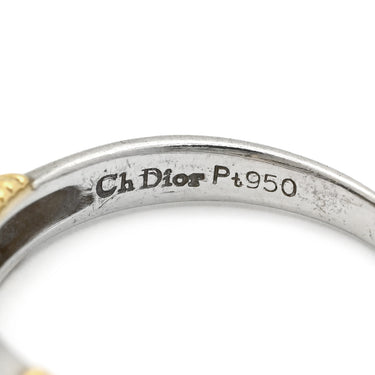 クリスチャン・ディオール Christian Dior ダイヤ コンビ 一文字 イエローゴールド×プラチナシルバー K18YG Pt950 ダイヤモンド #53(JP13) リング 指輪 プラチナ Au750 K18 YG 5P 12号