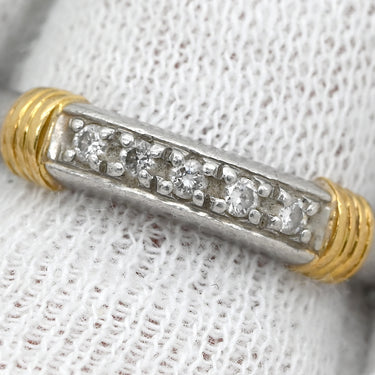 クリスチャン・ディオール Christian Dior ダイヤ コンビ 一文字 イエローゴールド×プラチナシルバー K18YG Pt950 ダイヤモンド #53(JP13) リング 指輪 プラチナ Au750 K18 YG 5P 12号