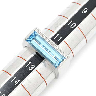 タサキ TASAKI ブルートパーズ ダイヤモンド ライトブルー×ホワイトゴールド K18WG ブルートパーズ ダイヤモンド リング 指輪 TASAKI Au750 18K 水色 スクエア バケットカット 12号