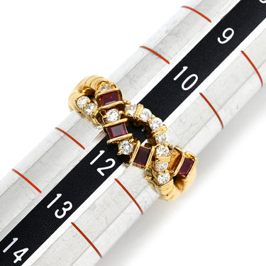 ベルギー ダイヤモンド BELGIAN DIAMOND ルビー ダイヤモンド デザインリング レッド×イエローゴールド K18YG Pt900 ダイヤモンド リング 指輪 赤 Au750 18K 18金 YG バケットカット 11号