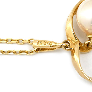ミキモト MIKIMOTO ハートモチーフ パール パールホワイト×イエローゴールド K14YG パール ネックレス MIKIMOTO 真珠 14K 14金 Au585 1P スウィング