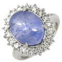 ノンブランド NON BRAND スターサファイア 26.55ct ダイヤ ブルー×プラチナシルバー Pt900 サファイア ダイヤモンド リング 指輪 青 プラチナ900 オーバルカボションカット 12号