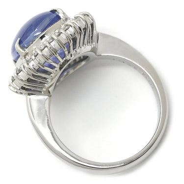 ノンブランド NON BRAND スターサファイア 26.55ct ダイヤ ブルー×プラチナシルバー Pt900 サファイア ダイヤモンド リング 指輪 青 プラチナ900 オーバルカボションカット 12号
