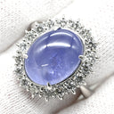 ノンブランド NON BRAND スターサファイア 26.55ct ダイヤ ブルー×プラチナシルバー Pt900 サファイア ダイヤモンド リング 指輪 青 プラチナ900 オーバルカボションカット 12号