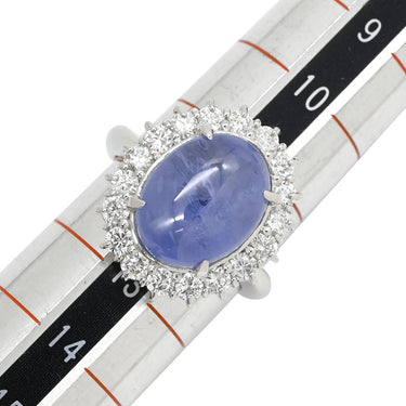 ノンブランド NON BRAND スターサファイア 26.55ct ダイヤ ブルー×プラチナシルバー Pt900 サファイア ダイヤモンド リング 指輪 青 プラチナ900 オーバルカボションカット 12号