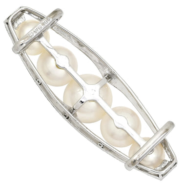ミキモト MIKIMOTO あこやパール 帯どめ パールホワイト×ホワイトゴールド K14WG パール アクセサリー MIKIMOTO 帯留 5P 5粒 真珠 アコヤ 和彫り 和装小物