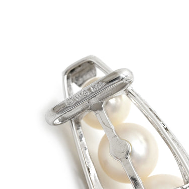 ミキモト MIKIMOTO あこやパール 帯どめ パールホワイト×ホワイトゴールド K14WG パール アクセサリー MIKIMOTO 帯留 5P 5粒 真珠 アコヤ 和彫り 和装小物