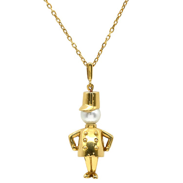 ミキモト MIKIMOTO 兵隊モチーフ パール パールホワイト×イエローゴールド K18YG パール ネックレス ドール MIKIMOTO 18K 18金 Au750