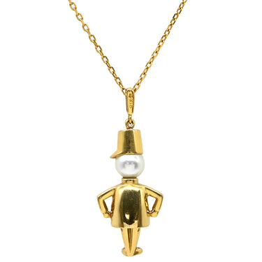 ミキモト MIKIMOTO 兵隊モチーフ パール パールホワイト×イエローゴールド K18YG パール ネックレス ドール MIKIMOTO 18K 18金 Au750