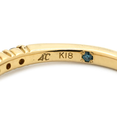 4℃ 4℃ ダイヤモンド イエローゴールド K18YG ダイヤモンド ブルーダイヤモンド リング 指輪 18K 750 YG 一文字 1Pブルーダイヤ 10号