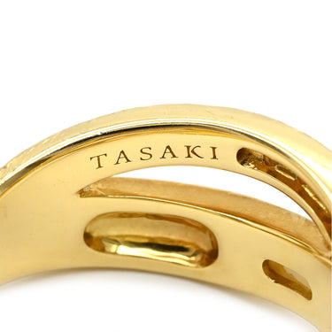 タサキ TASAKI ダイヤ シェル デザインリング ホワイト×イエローゴールド K18YG ダイヤモンド シェル リング 指輪 TASAKI Au750 18K 18金 YG 11号