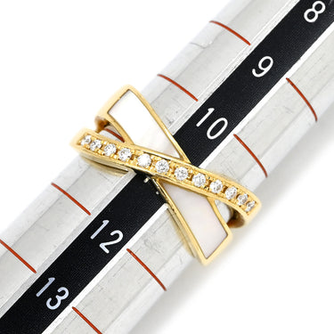 タサキ TASAKI ダイヤ シェル デザインリング ホワイト×イエローゴールド K18YG ダイヤモンド シェル リング 指輪 TASAKI Au750 18K 18金 YG 11号