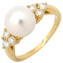 ミキモト MIKIMOTO パール ダイヤ パールホワイトXイエローゴールド K18YG パール ダイヤモンド リング 指輪 MIKIMOTO 18K 750YG 11.5号