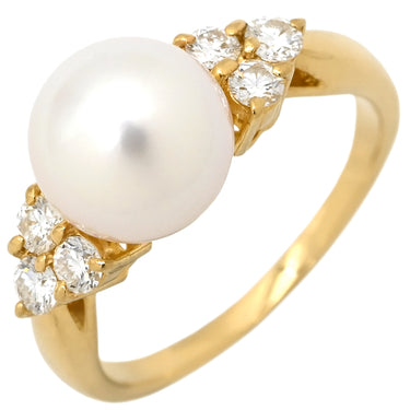 ミキモト MIKIMOTO パール ダイヤ パールホワイトXイエローゴールド K18YG パール ダイヤモンド リング 指輪 MIKIMOTO 18K 750YG 11.5号