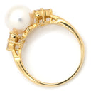 ミキモト MIKIMOTO パール ダイヤ パールホワイトXイエローゴールド K18YG パール ダイヤモンド リング 指輪 MIKIMOTO 18K 750YG 11.5号