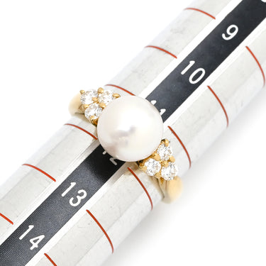 ミキモト MIKIMOTO パール ダイヤ パールホワイトXイエローゴールド K18YG パール ダイヤモンド リング 指輪 MIKIMOTO 18K 750YG 11.5号