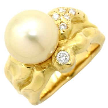 タサキ TASAKI パール ダイヤ イエローゴールド K18YG パール ダイヤモンド リング 指輪 大粒 10.6mm TASAKI Au750 18K 18金 YG 11号
