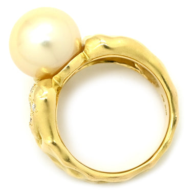 タサキ TASAKI パール ダイヤ イエローゴールド K18YG パール ダイヤモンド リング 指輪 大粒 10.6mm TASAKI Au750 18K 18金 YG 11号