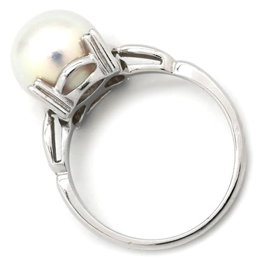 ミキモト MIKIMOTO パール 9.5mm プラチナシルバー Pt900 パール リング 指輪 MIKIMOTO プラチナ 真珠 1粒 1石 11号