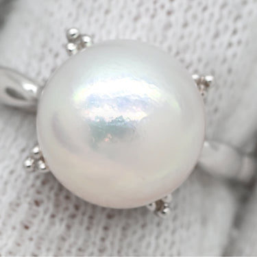 ミキモト MIKIMOTO パール 9.5mm プラチナシルバー Pt900 パール リング 指輪 MIKIMOTO プラチナ 真珠 1粒 1石 11号