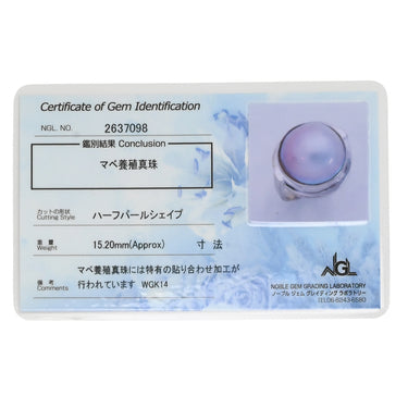 タサキ TASAKI マベパール パールグレー×ホワイトゴールド K14WG パール リング 指輪 TASAKI 真珠 大粒 ハーフパールシェイプ 14K WG オーロラ系 8号