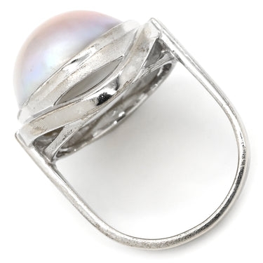 タサキ TASAKI マベパール パールグレー×ホワイトゴールド K14WG パール リング 指輪 TASAKI 真珠 大粒 ハーフパールシェイプ 14K WG オーロラ系 8号