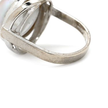 タサキ TASAKI マベパール パールグレー×ホワイトゴールド K14WG パール リング 指輪 TASAKI 真珠 大粒 ハーフパールシェイプ 14K WG オーロラ系 8号