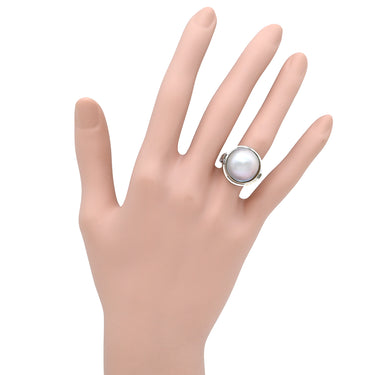 タサキ TASAKI マベパール パールグレー×ホワイトゴールド K14WG パール リング 指輪 TASAKI 真珠 大粒 ハーフパールシェイプ 14K WG オーロラ系 8号