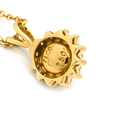 ティファニー Tiffany & Co パール ダイヤ ペンダント イエローゴールド K18YG パール ダイヤモンド ネックレス 18K 750 YG T&Co. フラワーモチーフ