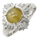 ノンブランド NON BRAND クリソベリル キャッツアイ 2.04ct ダイヤモンド イエローグリーン×プラチナシルバー Pt900 クリソベリルキャッツアイ ダイヤモンド リング 指輪 緑黄色 猫目石 プラチナ Pm900 テーパーダイヤ 12号