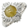 ノンブランド NON BRAND クリソベリル キャッツアイ 2.04ct ダイヤモンド イエローグリーン×プラチナシルバー Pt900 クリソベリルキャッツアイ ダイヤモンド リング 指輪 緑黄色 猫目石 プラチナ Pm900 テーパーダイヤ 12号