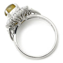 ノンブランド NON BRAND クリソベリル キャッツアイ 2.04ct ダイヤモンド イエローグリーン×プラチナシルバー Pt900 クリソベリルキャッツアイ ダイヤモンド リング 指輪 緑黄色 猫目石 プラチナ Pm900 テーパーダイヤ 12号