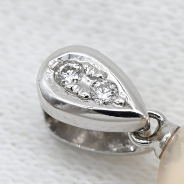 タサキ TASAKI 3連パール ダイヤ パールホワイト×ホワイトゴールド K18WG パール ダイヤモンド ペンダントトップ 白 ピンク 18K 750 WG ドロップ スウィング ネックレストップ オーバルシェイプ