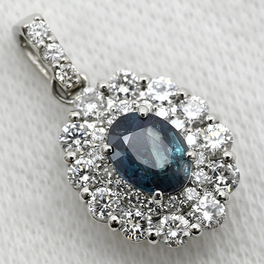 ノンブランド NON BRAND アレキサンドライト 0.555ct ダイヤモンド ブルー×プラチナシルバー Pt950 アレキサンドライト ダイヤモンド ペンダントトップ 青 オーバルミックスカット ネックレストップ