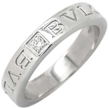 ブルガリ BVLGARI ブルガリブルガリ ダブルロゴ ホワイトゴールド K18WG ダイヤモンド リング 指輪 18K 750AU 1Pダイヤモンド 12号