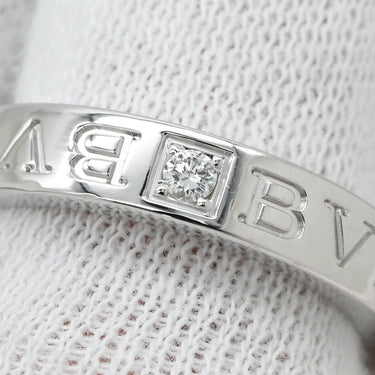 ブルガリ BVLGARI ブルガリブルガリ ダブルロゴ ホワイトゴールド K18WG ダイヤモンド リング 指輪 18K 750AU 1Pダイヤモンド 12号