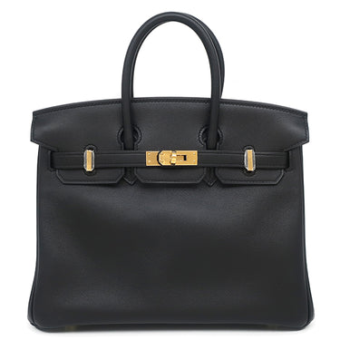 エルメス HERMES バーキン 25 ブラック ヴォースイフト ハンドバッグ ゴールド金具 黒
