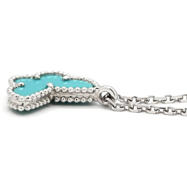 ヴァンクリーフアーペル Van Cleef & Arpels スウィート アルハンブラ パピヨン VCARF80500 ブルー×ホワイトゴールド K18WG ターコイズ ネックレス Au750 18K WG ターコイズ VCA