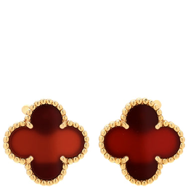 ヴァンクリーフアーペル Van Cleef & Arpels ヴィンテージ アルハンブラ VCARD40400 レッド×イエローゴールド K18YG カーネリアン ピアス 赤 750 18K 18金 カーネリアン 紅玉髄